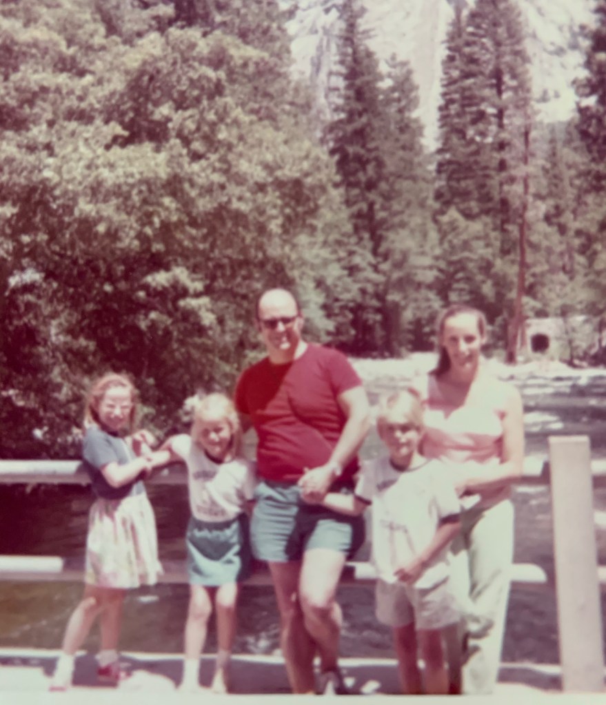 My family in 1972, on a bridge over the Merced river. 