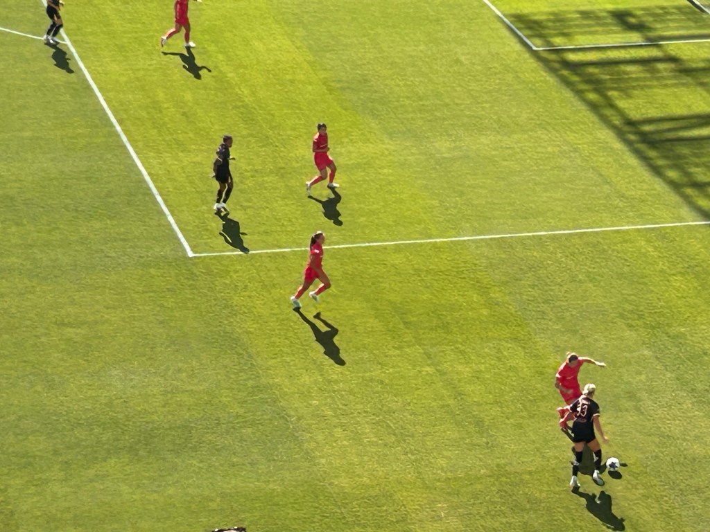 Players in black or pink uniforms